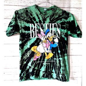 Queen T-shirt Men Besties Donald & Daisy Tie Dye Green Knit Crew Painted Size L